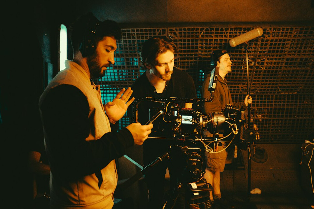 actors on film set