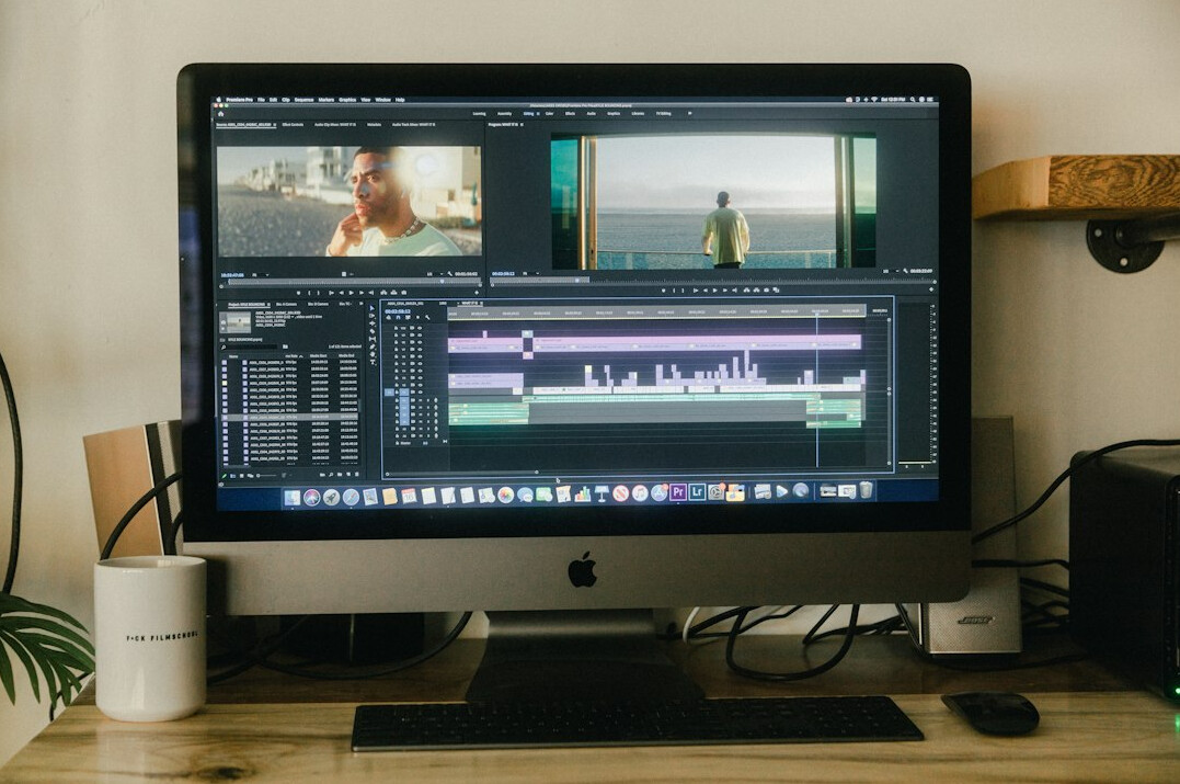 video editor at computer