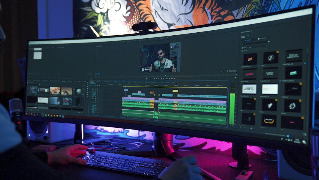 video editor at computer